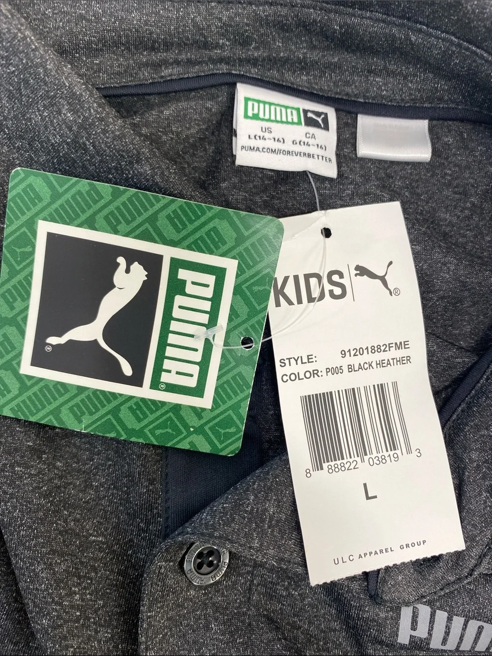 Puma Kids Polo Black Heather Size L (14-16)